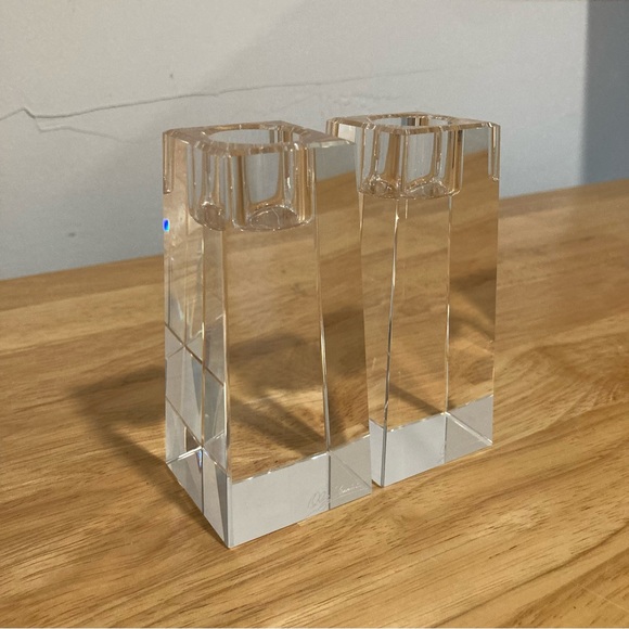 2 Crystal Candle Holders Oleg Cassini Kelly 4” Tall Clear Candlestick Set - Picture 3 of 16